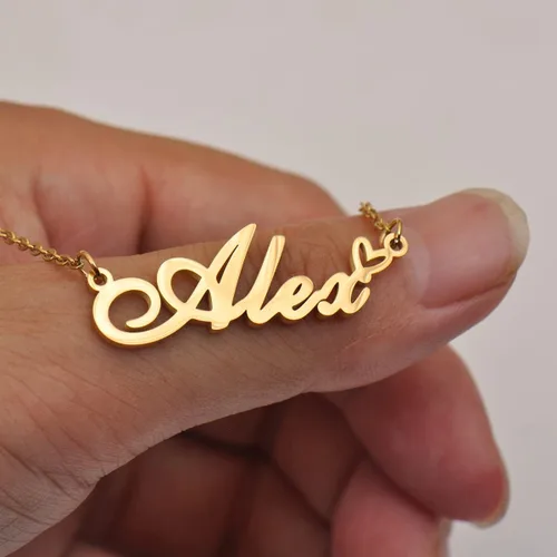 Vista 6 de HUAN XUN Collar personalizado con cualquier nombre para mujer en oro y plata