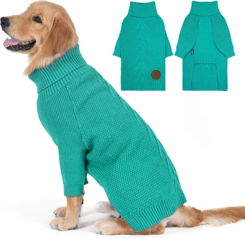 Vista 27 de cyeollo Suéter para perro pequeño, suéteres cálidos de cuello alto para perros pequeños, sudadera tejida para perrito con mangas, suéter de otoño e