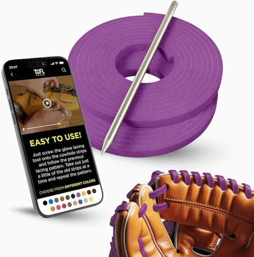 Vista 13 de TOFL Kit de encaje para guantes de sóftbol y béisbol Kit de reparación de cordones de guante de encaje 2 cordones de cuero con aguja de cordones