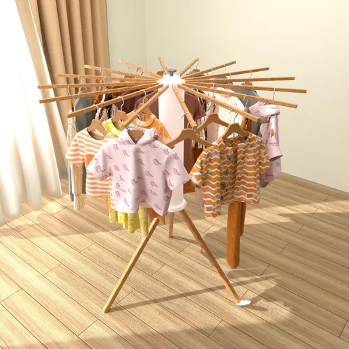 Vista 7 de Estante de secado de ropa con trípode, estante portátil y plegable para ahorrar espacio, estante de secado de ropa, ropa plegable, balcón