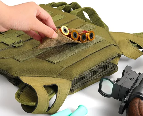 Vista 5 de FRTKK Paquete de 2 Portadores Tácticos de Cartuchos de Escopeta para Culata para Rifles, Portador de Munición de Cartuchos Molle para Calibre 12/20