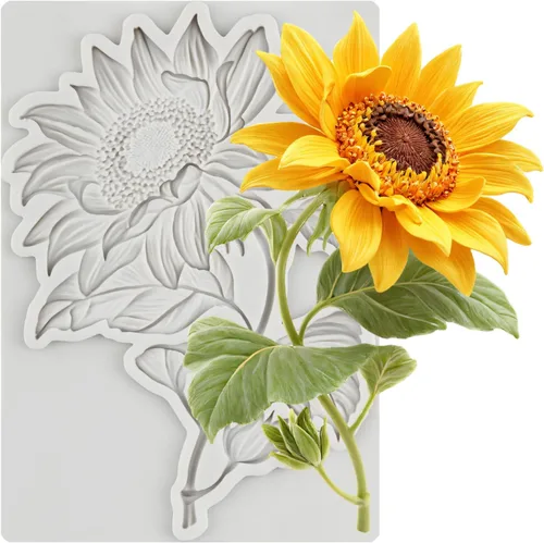 Vista 9 de Moldes de silicona de girasol para fondant de hojas de girasol para decoración de pasteles de caramelo de chocolate, decoración de cupcakes, pasta