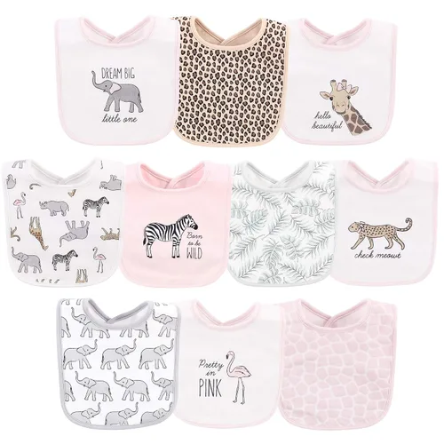 Vista 35 de Hudson Baby Baberos unisex de algodón para bebé, nube rosa, talla única (paquete de 2)
