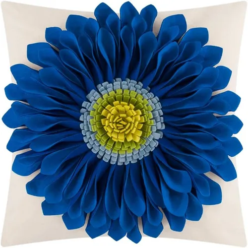 Vista 39 de OiseauVoler Fundas de almohada hechas a mano de 18 x 18 pulgadas, fundas de cojín de girasol 3D azules, fundas de almohada decorativas para sofá