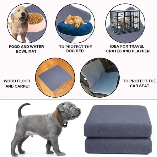 Vista 4 de JdPet - Almohadillas lavables para orina de perros + guantes de aseo gratis – Almohadillas reutilizables para Whelping, alfombrilla impermeable