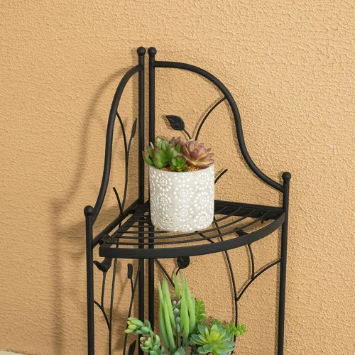 Vista 9 de Glitzhome Soporte para plantas de esquina de metal negro de 4 niveles de 52 pulgadas de alto