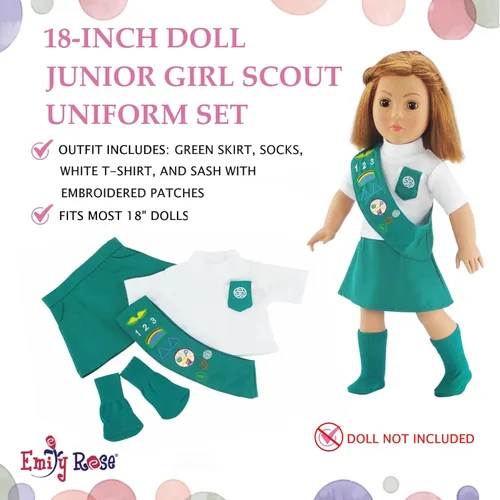 Vista 5 de Emily Rose Paquete económico de ropa de muñeca de 18 pulgadas (3) uniformes de Girl Scout, incluyendo conjuntos de disfraz de margarita, brownie