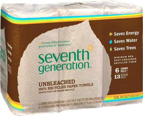 Vista 13 de Seventh Generation Toallas de papel sin blanquear, 100% papel reciclado, 6 unidades, paquete de 4