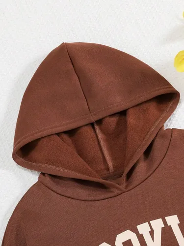 Vista 5 de Floerns Sudadera con capucha de manga larga con estampado gráfico de corazón para niñas