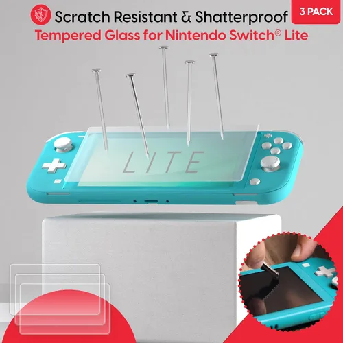 Vista 2 de TALK WORKS Screen Protector Compatible with Nintendo Switch Lite - Scratch, Crack, and Shatter Resistant-Ultra-Thin HD Touchscreen Tempered Glass