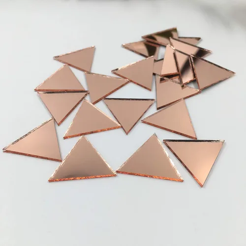 Vista 2 de Azulejos de mosaico de espejo de forma triangular de 1 pulgada, espejos artesanales de color oro rosa, 100 piezas