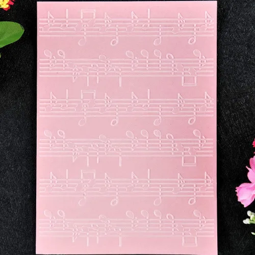 Vista 3 de Notación musical Fondo de partitura de música Carpetas de grabación en relieve de plástico para hacer tarjetas, álbumes de recortes y otras