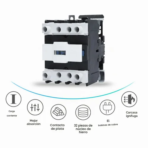Vista 3 de ATO Contactor de CA de 4 polos 80 Amp 24v 110v 220v Forma de contacto de bobina con base de montaje para riel DIN, iluminación HVAC contactor