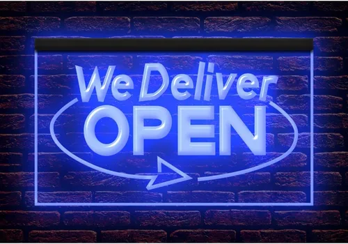 Vista 11 de 110020 We Deliver Open Services Cafe Fast food Shop Restaurant Display LED Light Neon Sign (12" X 8", 16 Colors By Remote)