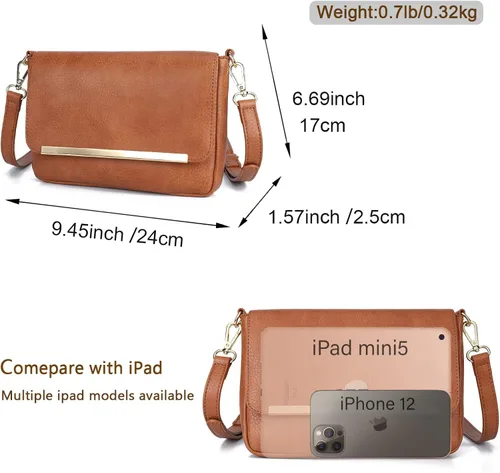 Vista 5 de Bolsos cruzados pequeños para mujer, bolso de hombro ligero para mujer, bolso cruzado para adolescentes, cuero vegano, portátil