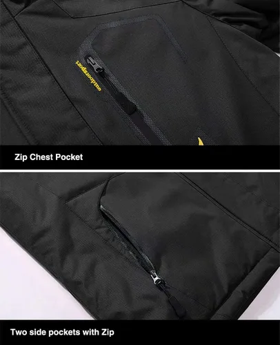 Vista 5 de MAGCOMSEN - Chaqueta de invierno para hombre, impermeable, abrigada, con forro polar y múltiples bolsillos