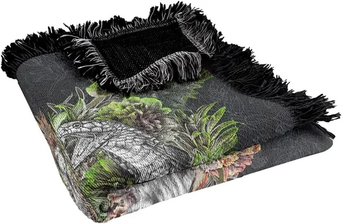 Vista 5 de Manta de Harry Potter, 50 x 60 pulgadas, diseño de líneas florales con crestas, tejido de mezcla de algodón, manta con flecos