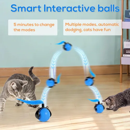 Vista 3 de Juguetes interactivos inteligentes para gatos para interiores, bola automática para mascotas, juguete de caza para gatitos, 3 modos estimulantes