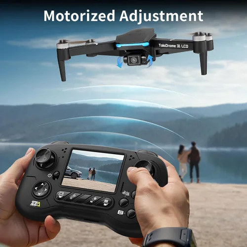 Vista 5 de Toladrone TD31LCD RC - Dron con pantalla LCD, dron plegable para principiantes con transmisión de imagen digital en tiempo real, función de ajuste