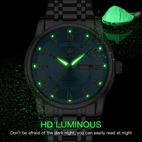 Vista 7 de OLEVS Reloj para hombre clásico vestido de negocios analógico cuarzo acero inoxidable impermeable luminoso fecha diamante hombres reloj de plata