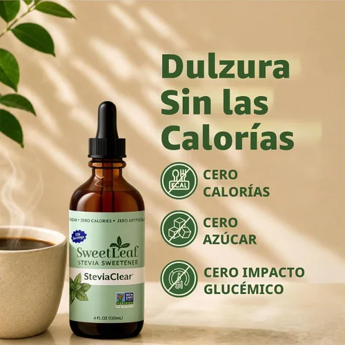 Vista 4 de SWEETLEAFs, extracto de líquido de stevia transparente de 4 oz