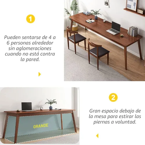 Vista 7 de NELYE Mesa de escritorio larga Mid-Century 63 pulgadas de ancho x 20