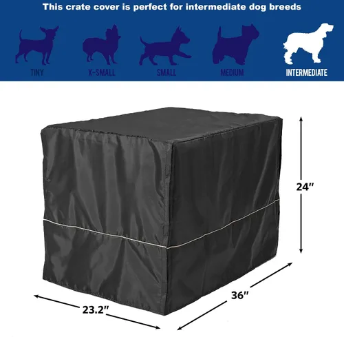 Vista 5 de MidWest Homes for Pets Funda intermedia para jaula de perro, cubierta de perrera de poliéster negro que se adapta a la mayoría de las jaulas de 36