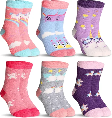 Vista 23 de SeeyAN Calcetines de lana merino para niños y niñas, botas de senderismo, térmicos, cálidos, acogedores, suaves, gruesos, 6 pares