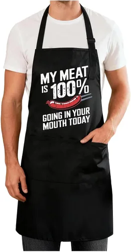 Vista 22 de Delantales divertidos para hombres y mujeres, perfectos para cocina, barbacoa, hornear, esposa, marido, regalo de cumpleaños para papá