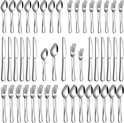 Vista 4 de PHILIPALA Juego de 20 piezas de cubiertos de acero inoxidable, juego de cubiertos para 4, cubiertos de acero inoxidable de grado alimenticio
