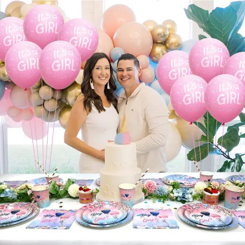 Vista 5 de 50 globos de látex rosa de 12 pulgadas para baby shower, fiesta de cumpleaños, docaraciones