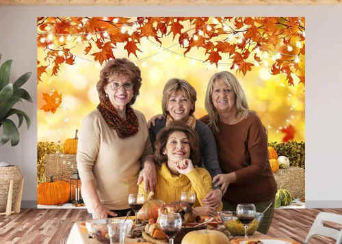 Vista 2 de Telón de fondo de fotos de Acción de Gracias de otoño de 8 x 6 pies, fondo de cosecha de calabaza, otoño, decoración temática de otoño, accesorios F2