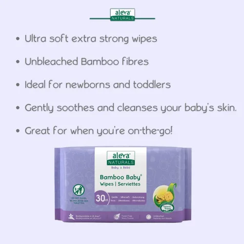 Vista 4 de Aleva Naturals Toallitas de viaje de bambú para bebés - 30ct