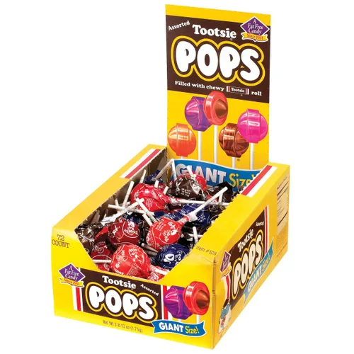 Vista 2 de Tootsie Pops - Caramelo gigante original con centro de chocolate - Bolsa de más de 3.5 libras de caramelos surtidos - Cinco sabores clásicos - Sin