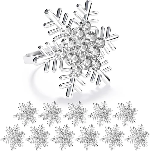 Vista 20 de ZeeDix Juego de 6 servilleteros de corona de Navidad, servilleteros de Navidad para servilletas de tela, servilleteros de Navidad para Acción