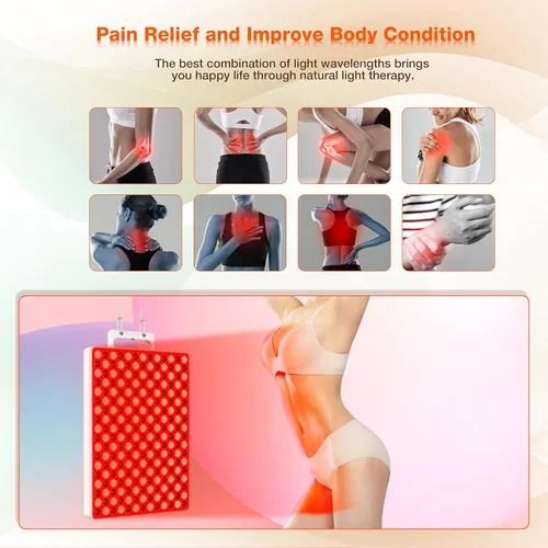 Vista 3 de Dispositivo de Terapia de Luz Roja, Panel de Terapia de Luz Infrarroja con Temporizador Mejorado para Cuerpo, Cara, Cuidado de la Piel, Alivio