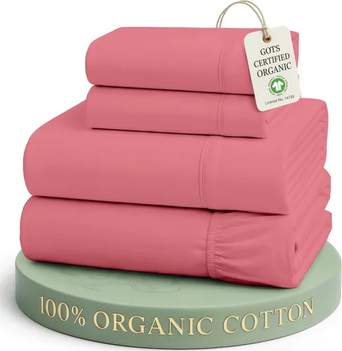 Vista 23 de LANE LINEN - Juego de 2 sábanas de fibras largas 100 % algodón orgánico, percal de fibras largas, ultrasuave y transpirable, para colchones de hasta