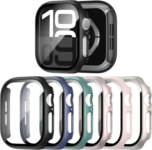 Vista 15 de Paquete de 6 fundas para Apple Watch SE 3 (2025)/SE 2/SE/Series 6/5/4 de 40 mm con protector de pantalla de vidrio templado, funda protectora