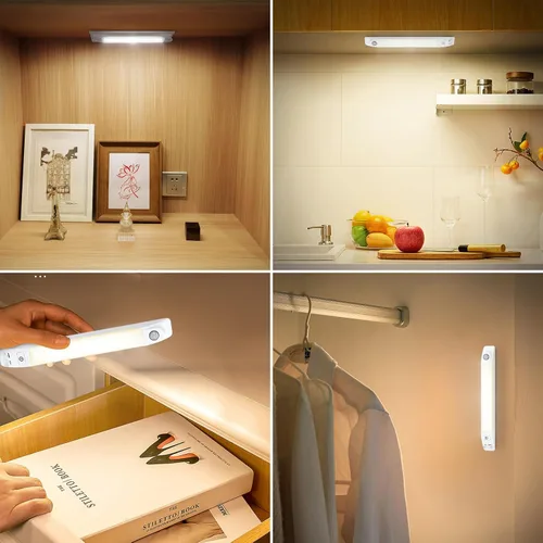 Vista 4 de LUXSWAY Luz LED con sensor de movimiento para interiores, luces regulables debajo del gabinete, encendido/apagado manual, barra de iluminación