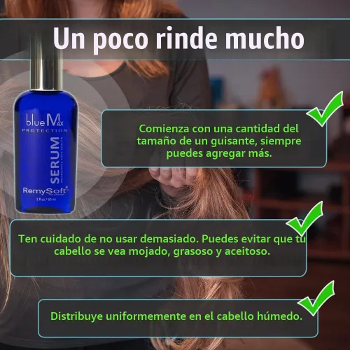 Vista 3 de RemySoft BlueMax - Suero protector de silicona, seguro para extensiones de cabello, tejidos y pelucas, suero de fórmula de salón de 2 onzas