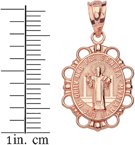 Vista 2 de Collar ovalado Medalla De San Benito San Benito de oro rosa de 14 k