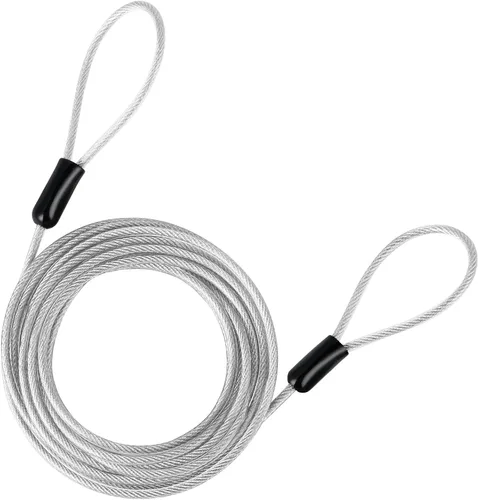 Vista 7 de DELSWIN Cable de acero de seguridad con bucles, 0.472 in (1/2 pulgada) de grosor, 4 pies, resistente cable de bloqueo de bicicleta, cables trenzados