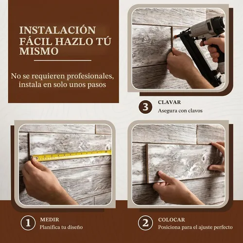 Vista 6 de BARNWOODUSA Tablones de Madera Recuperada Real - Paneles de Machihembrado Fáciles de Clavar para Revestimiento de Pared de Madera Rústica