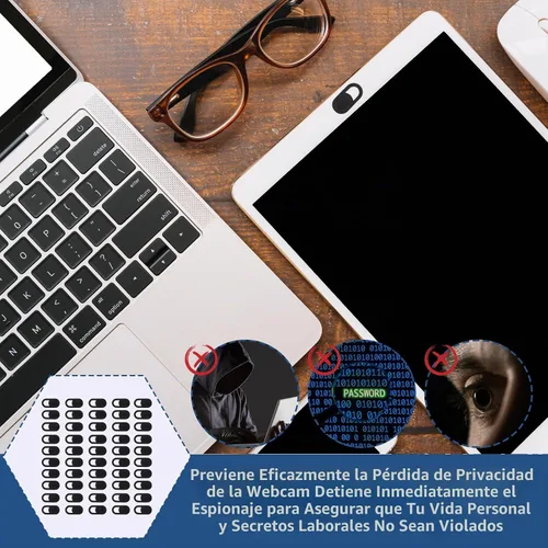 Vista 3 de JJUNW 50 piezas de cubierta deslizante para cámara web, cubierta universal ultrafina de 0.023 pulgadas para cámara web para laptop, computadora Negro