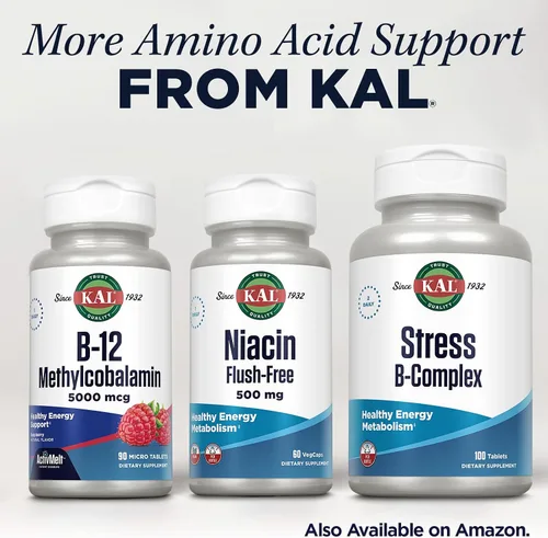 Vista 6 de KAL Niacin 500mg Flush Free - Suplemento de vitamina B3 - Metabolismo y apoyo energético - Apoyo a la piel, nervios, salud digestiva y circulación