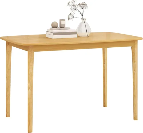 Vista 12 de Giantex Mesa de comedor para 4, mesa de cocina rectangular de madera de 48 pulgadas con patas de madera de goma maciza, mesa de comedor moderna