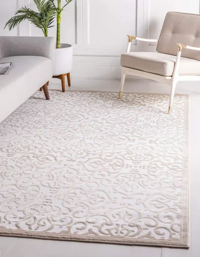 Vista 12 de Unique Loom Rushmore Collection - Alfombra Johnson (redonda, 6 pies 1 pulgada, blanco nieve/beige)