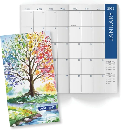 Vista 8 de Planificador Mensual de Bolsillo de 2 Años/Calendario de Bolsillo, 8.9 cm x 16.5 cm, 2026-2027: Planificador Semanal/Agenda Semanal/Organizador