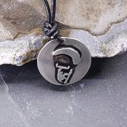 Vista 4 de Kiteboarding Jewelry Round pewter pendant Beach Necklace by Zulasurfing
