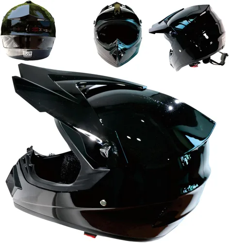 Vista 2 de Cascos de Dirt Bike para Adultos Negro DOT ATV Motocross Motocicleta Todoterreno Calle Bicicleta de Montaña Cara Completa con Gafas Guantes Máscara